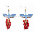Red Coral Earring,Handmade Silver Earring,Roxy Bird Earring